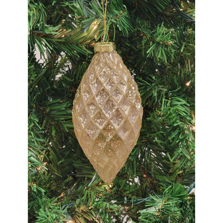 Gold Teardrop-Shaped Glass Christmas Ornament F07M7-3-LH76-23030