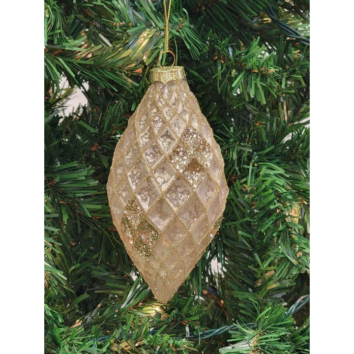 Gold Teardrop-Shaped Glass Christmas Ornament F07M7-3-LH76-23030