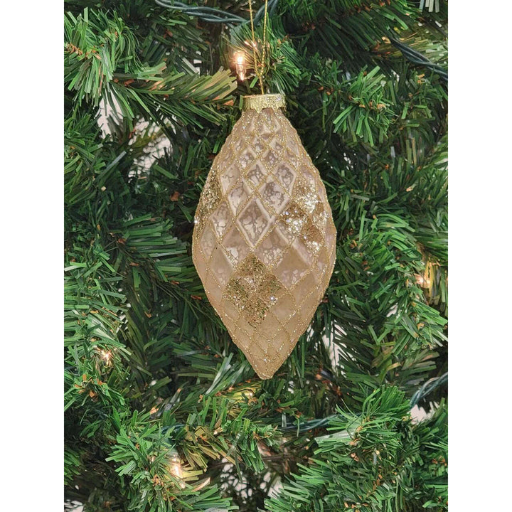 Gold Teardrop-Shaped Glass Christmas Ornament F07M7-3-LH76-23030