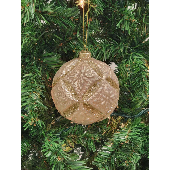 Gold Textured Ball Glass Christmas Ornament F07M7-28-LH76-23041