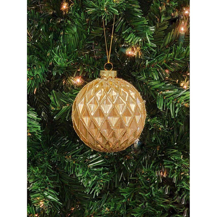 Golden Diamond Glass Ball Christmas Ornament F07M7-32(LH76-23005)