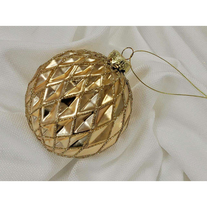 Golden Diamond Glass Ball Christmas Ornament F07M7-32(LH76-23005)