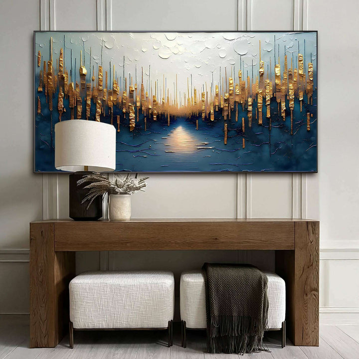 Golden Forest Reflection Abstract Wall Art
