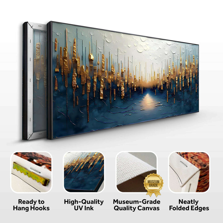 Golden Forest Reflection Abstract Wall Art