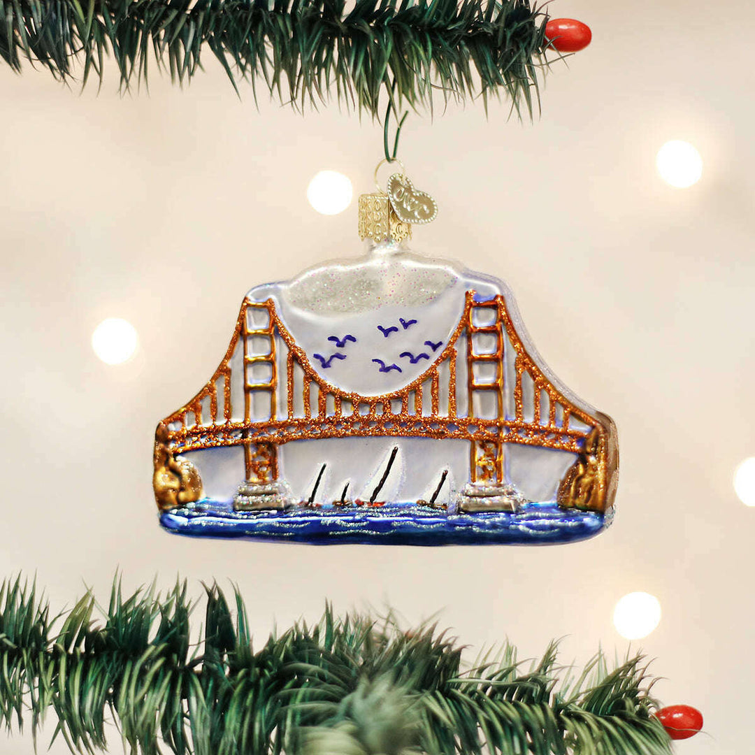 Old World Christmas Golden Gate Bridge Blown Glass Ornament
