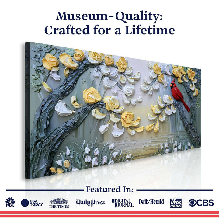 Golden Petals and Scarlet Wings Wall Art