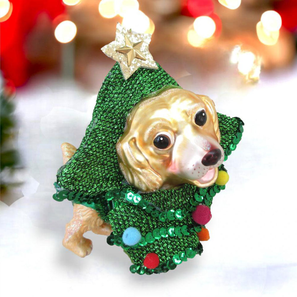 Golden Retriever in Tree Costume Ornament Min/6 by December Diamonds 