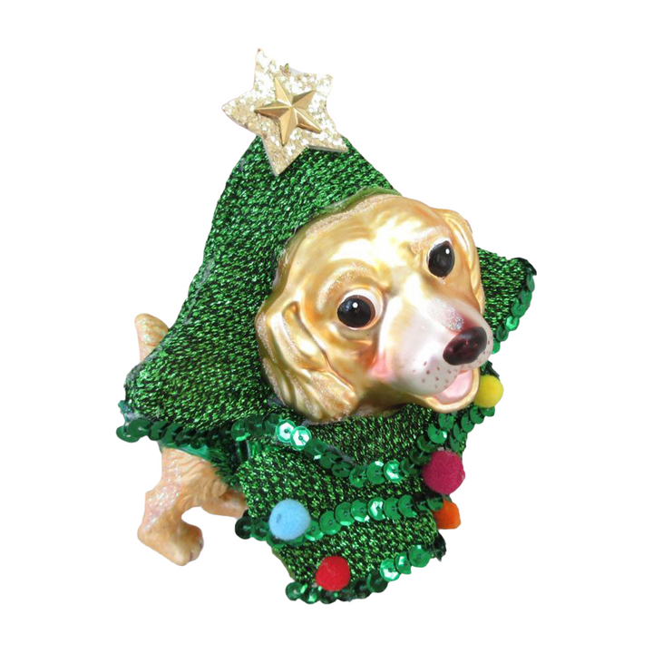 Golden Retriever in Tree Costume Ornament Min/6 by December Diamonds