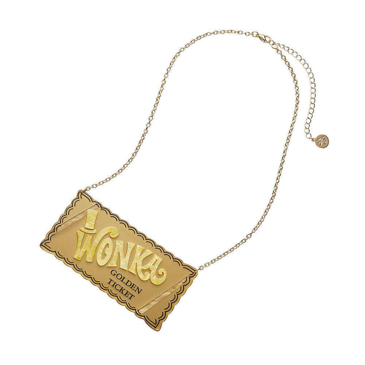Golden Ticket Willy Wonka Necklace by Erstwilder – view 3