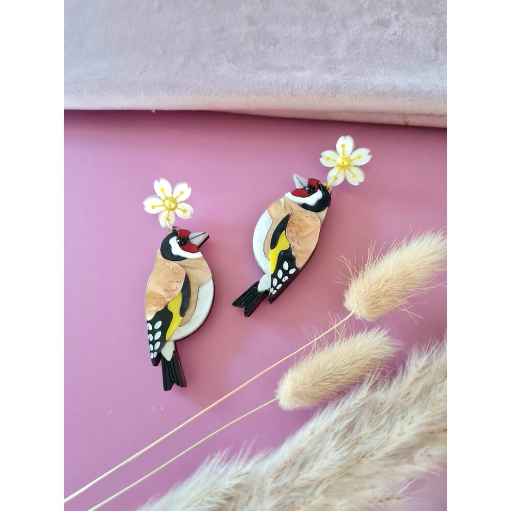 Goldfinch Earrings by Cherryloco Jewellery 3