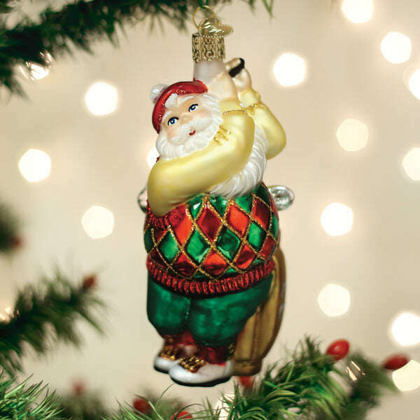 Old World Christmas Golfing Santa Blown Glass Ornament