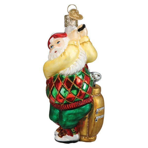 Old World Christmas Golfing Santa Blown Glass Ornament
