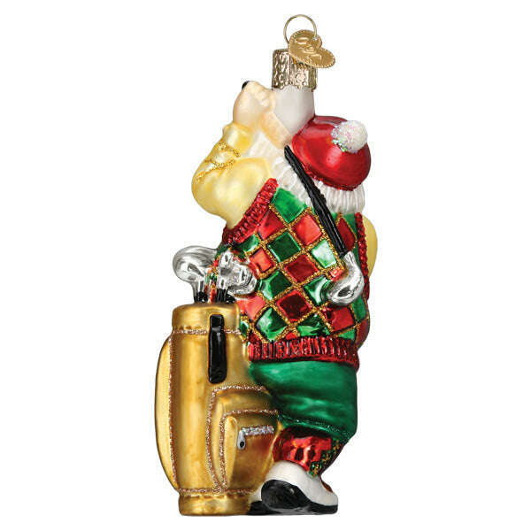 Old World Christmas Golfing Santa Blown Glass Ornament