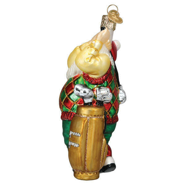 Old World Christmas Golfing Santa Blown Glass Ornament