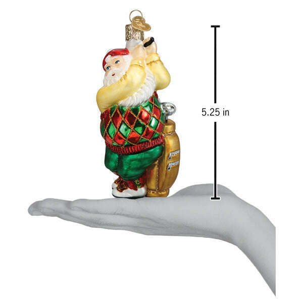Old World Christmas Golfing Santa Blown Glass Ornament