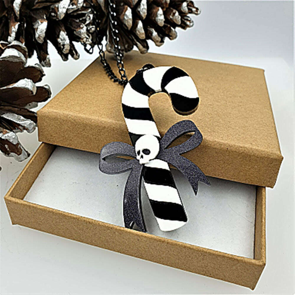 Gothic Candy Cane Brooch by Cherryloco Jewellery 3