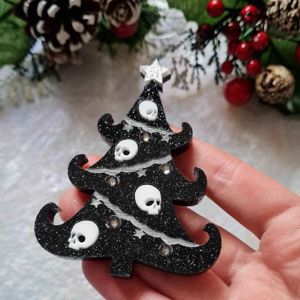 Gothic Christmas Tree Brooch by Cherryloco Jewellery 3