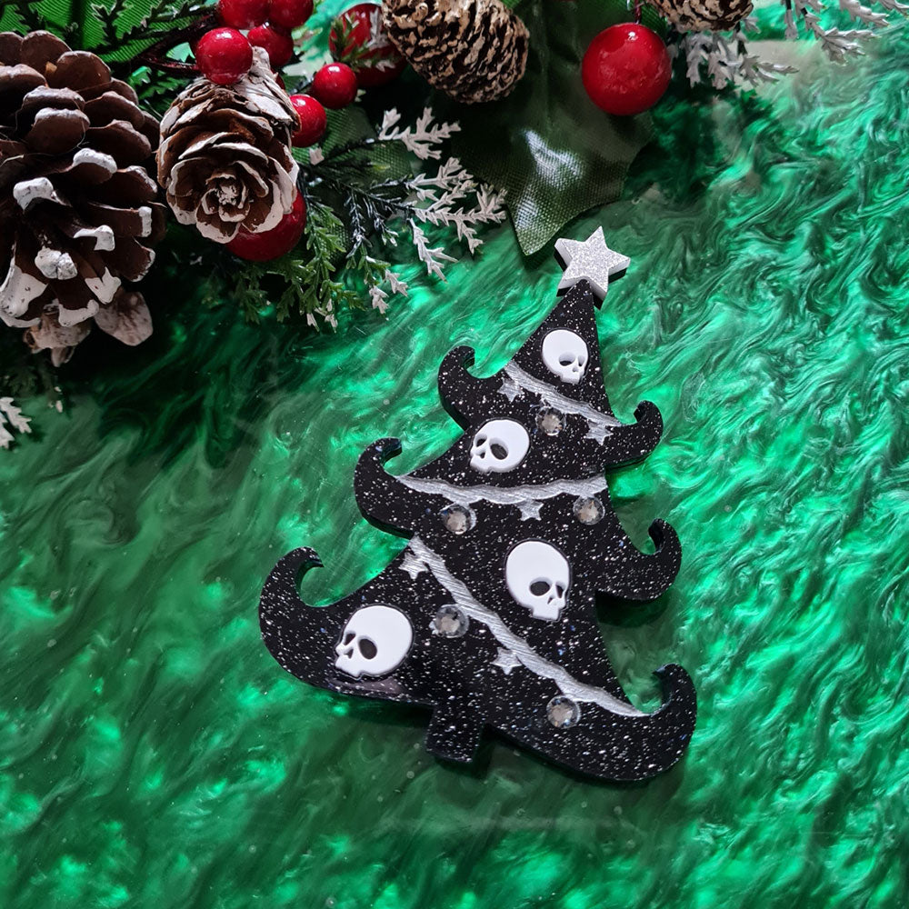 Gothic Christmas Tree Brooch by Cherryloco Jewellery 4