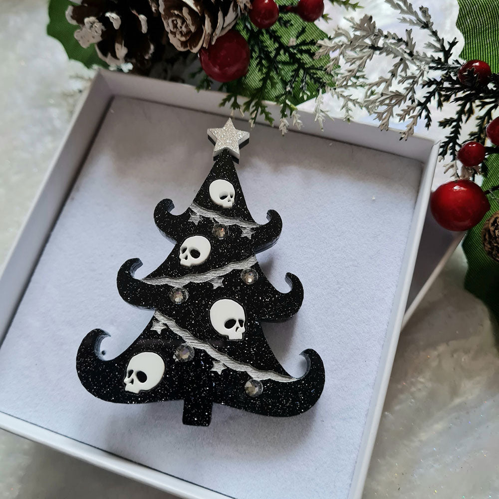 Gothic Christmas Tree Brooch by Cherryloco Jewellery 2