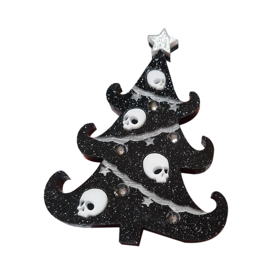 Gothic Christmas Tree Brooch by Cherryloco Jewellery 1
