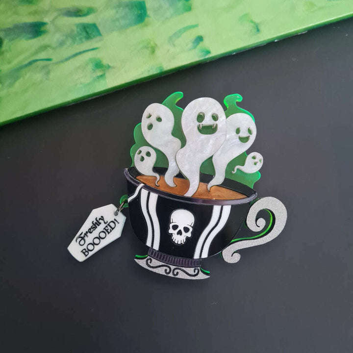 Gothic Ghost Teacup Brooch by Cherryloco Jewellery 