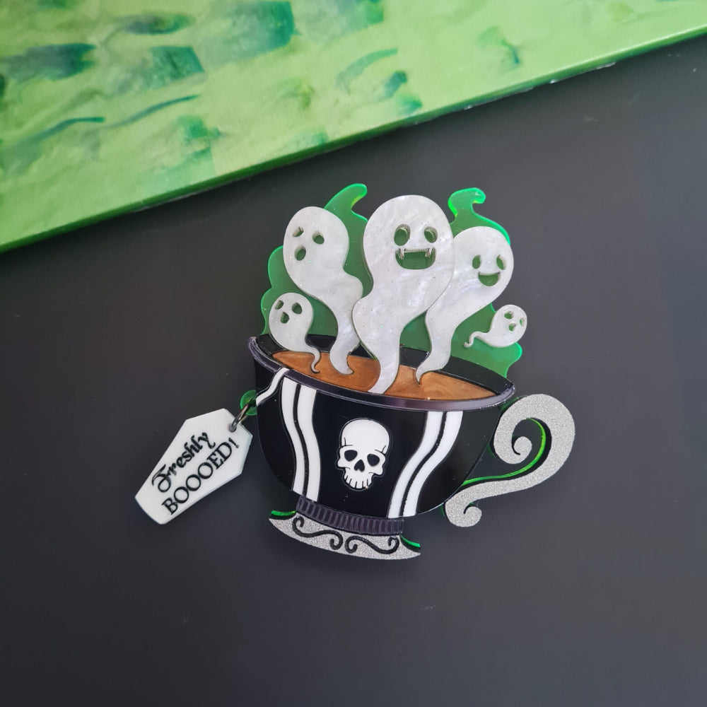 Gothic Ghost Teacup Necklace by Cherryloco Jewellery 