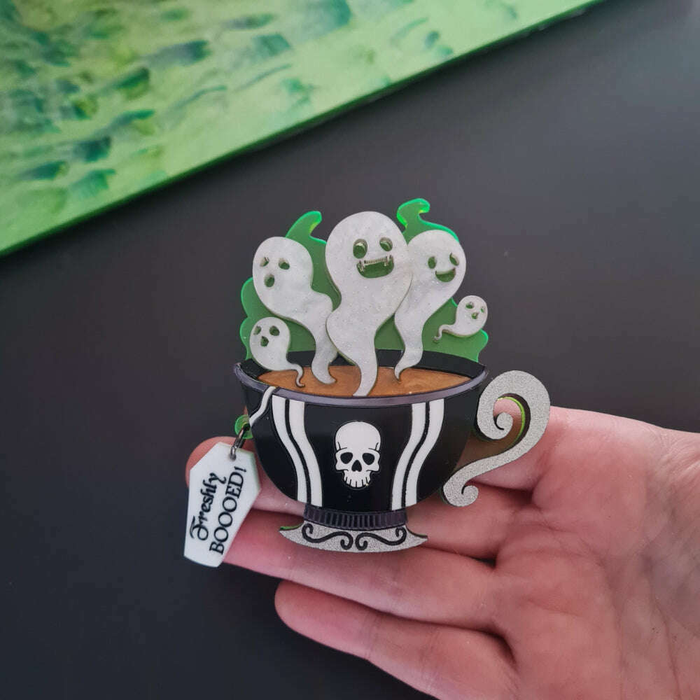 Gothic Ghost Teacup Necklace by Cherryloco Jewellery  1