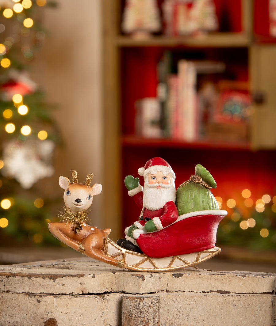 Rocking Santa in Sleigh by Bethany Lowe Designs, christmas decor