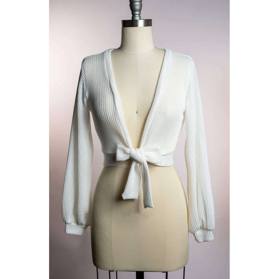 Grace Sweet Sweater - Open Knit, White