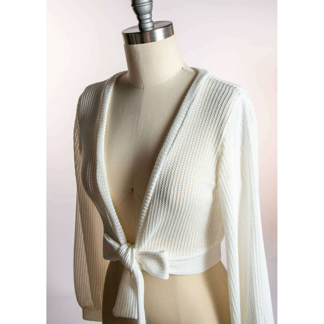 Grace Sweet Sweater - Open Knit, White
