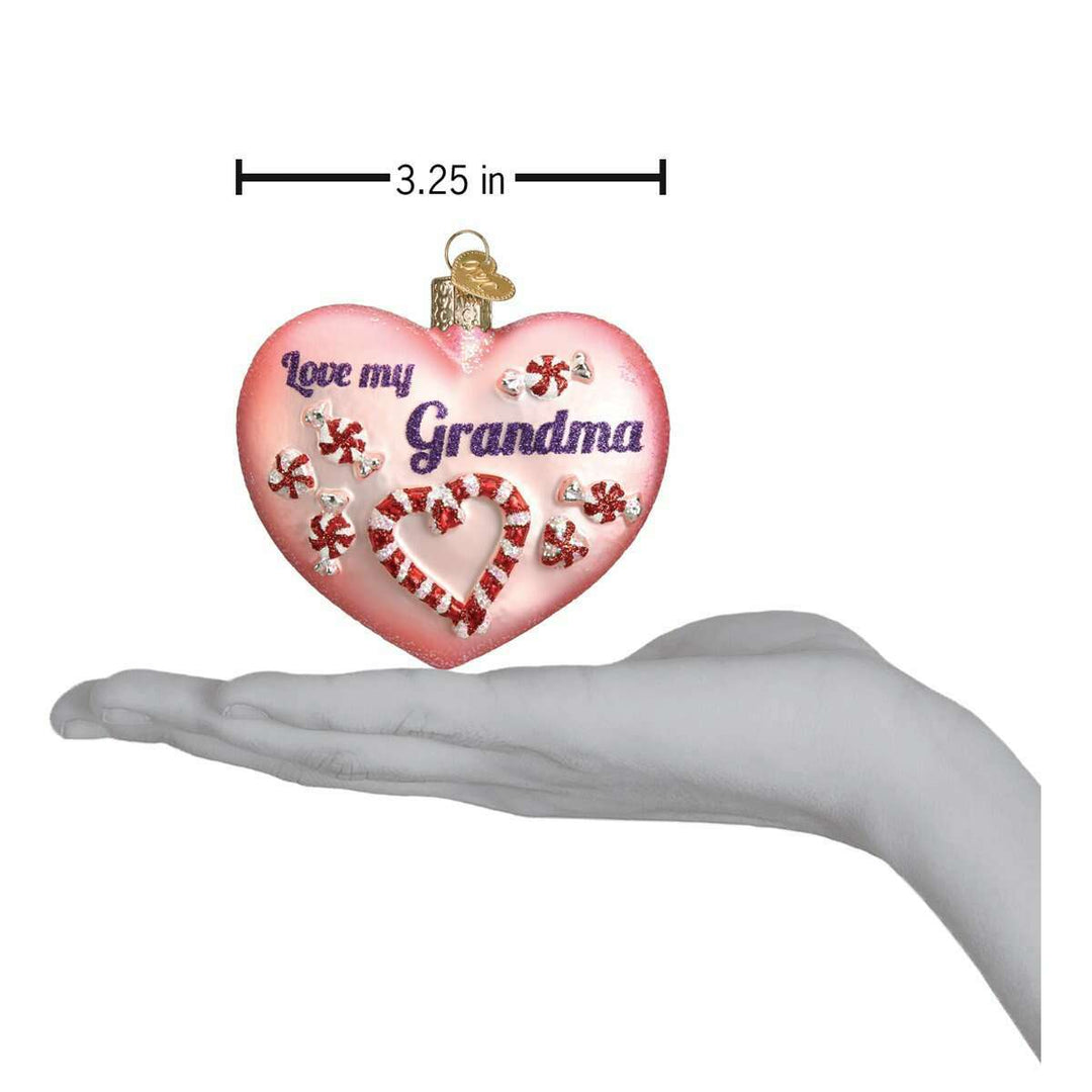 Old World Christmas Grandma Heart Blown Glass Ornament