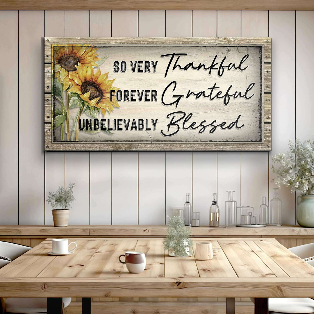 Grateful Thankful Blessed Family Sign II