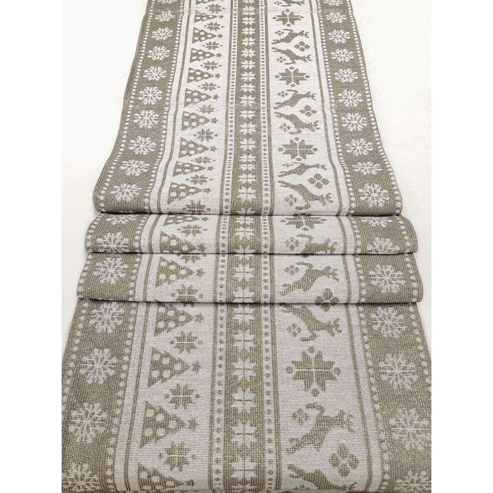 Gray Nordic Christmas Table Runner F07M5-9B Silver
