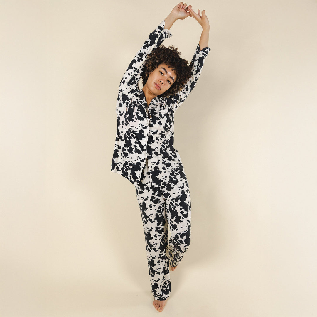 The Graze Escape | Cow Hide SleepDeep™ Women’s Long Sleeve Pajama Set