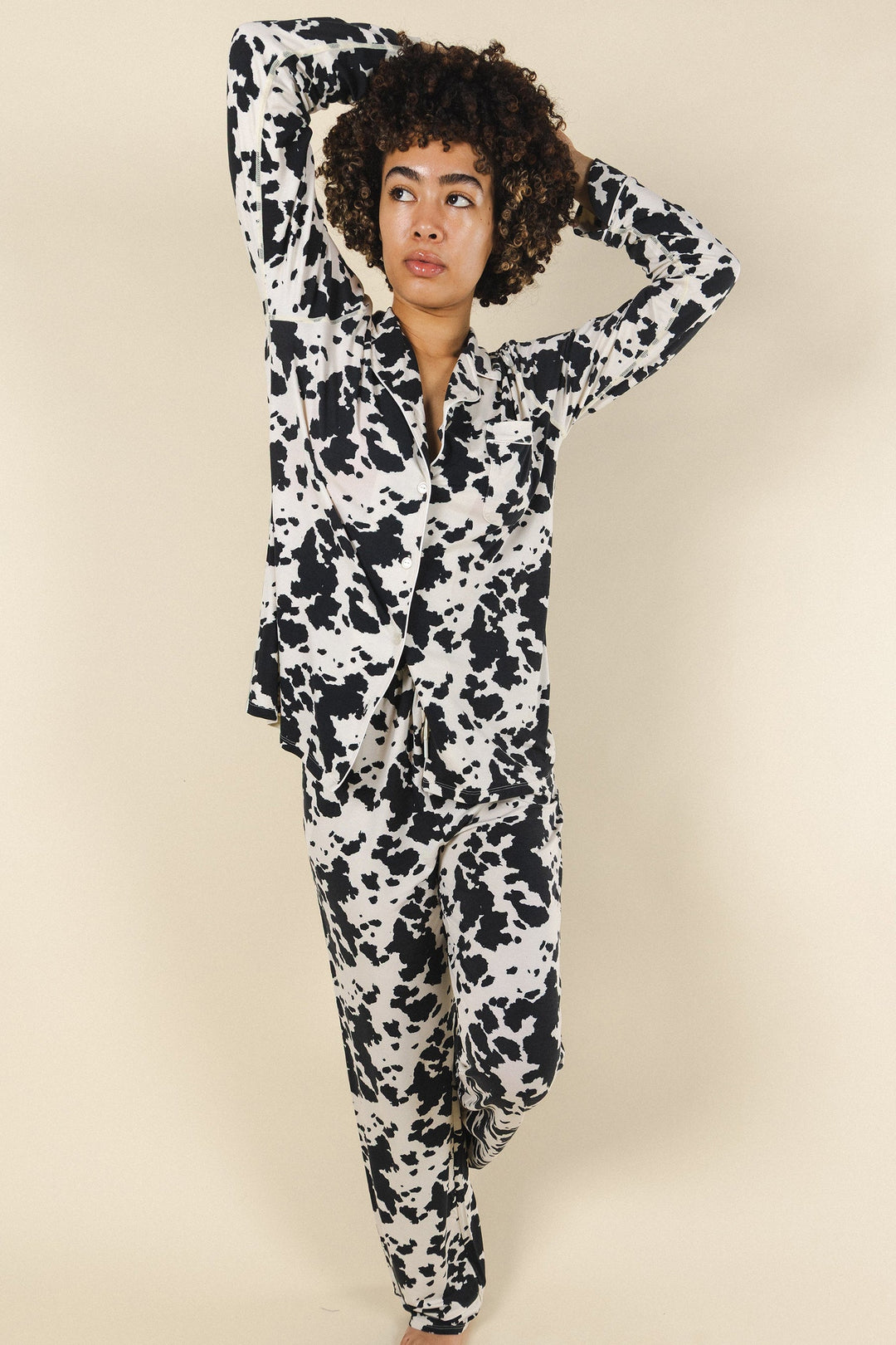 The Graze Escape | Cow Hide SleepDeep™ Women’s Long Sleeve Pajama Set