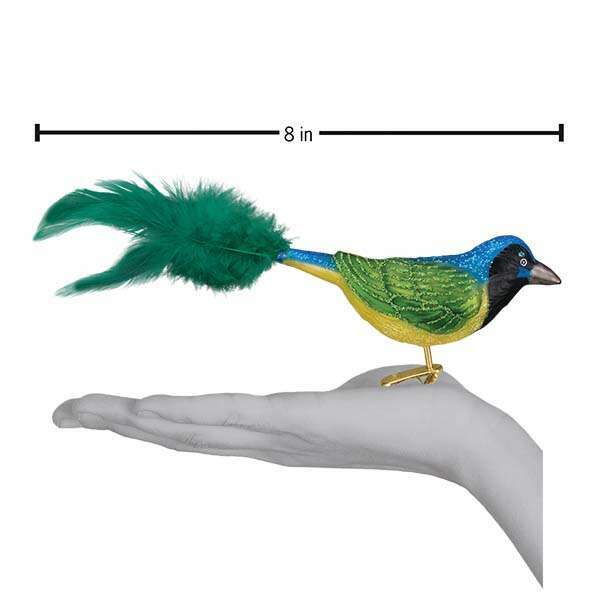 Old World Christmas Green Jay Blown Glass Ornament
