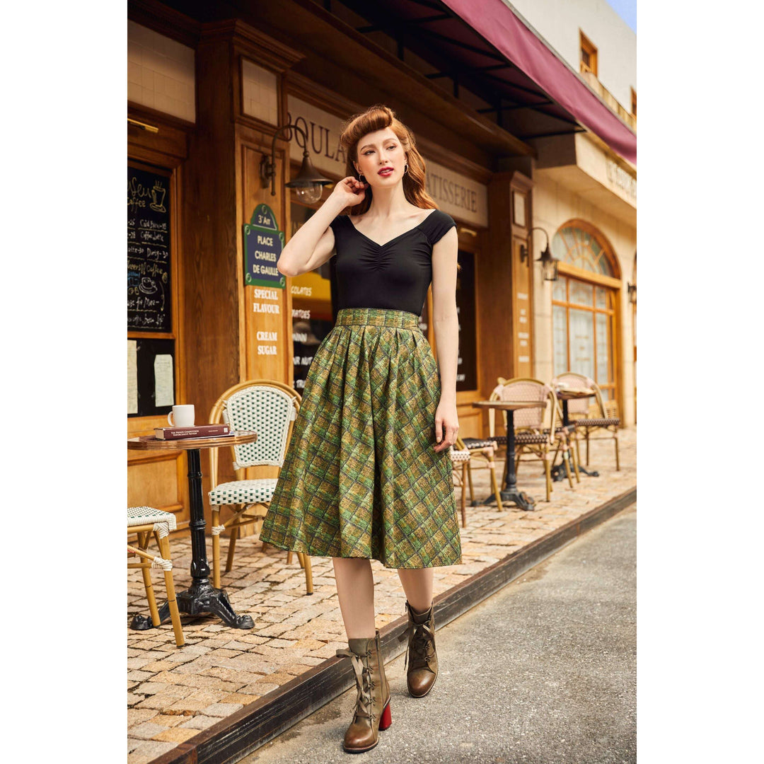 Green Plaid Doris Skirt