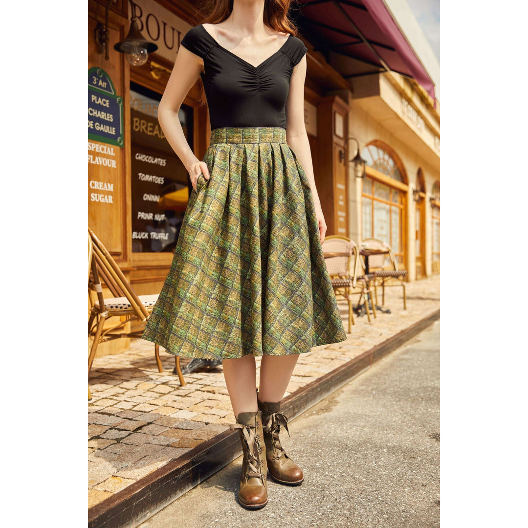 Green Plaid Doris Skirt