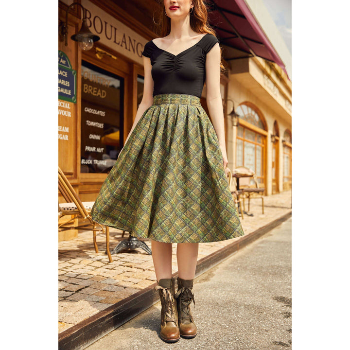 Green Plaid Doris Skirt