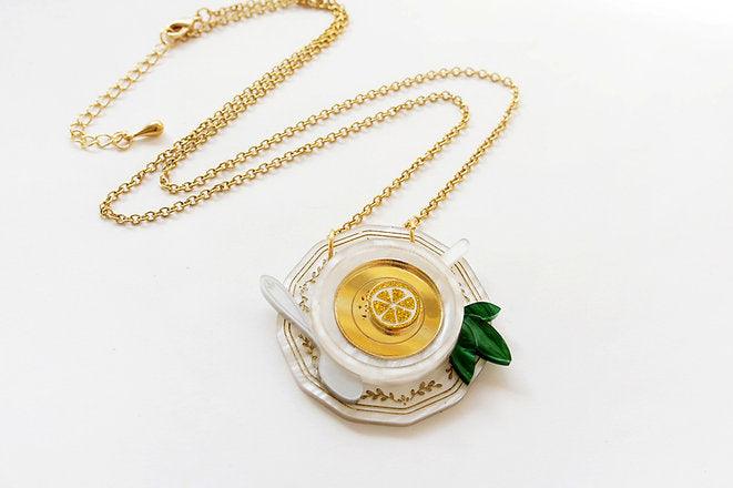 Green Teacup Necklace by LaliBlue - Quirks!