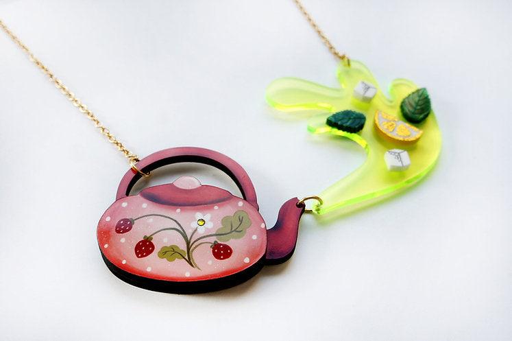 Green Teapot Necklace by LaliBlue - Quirks!