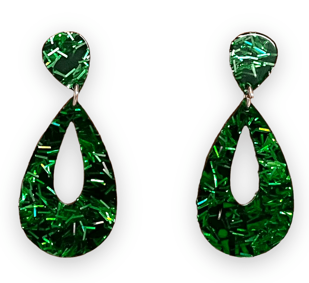 Green Tinsel Earrings by Lipstick & Chrome - Quirks!
