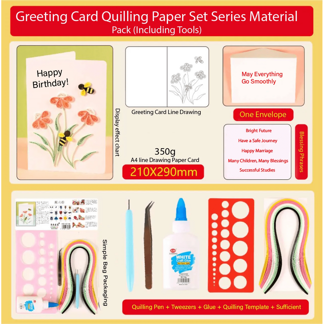 Greeting Card Making Kit. Echinacea Flowers DIY Quilling Kit F07M3-5-FL4