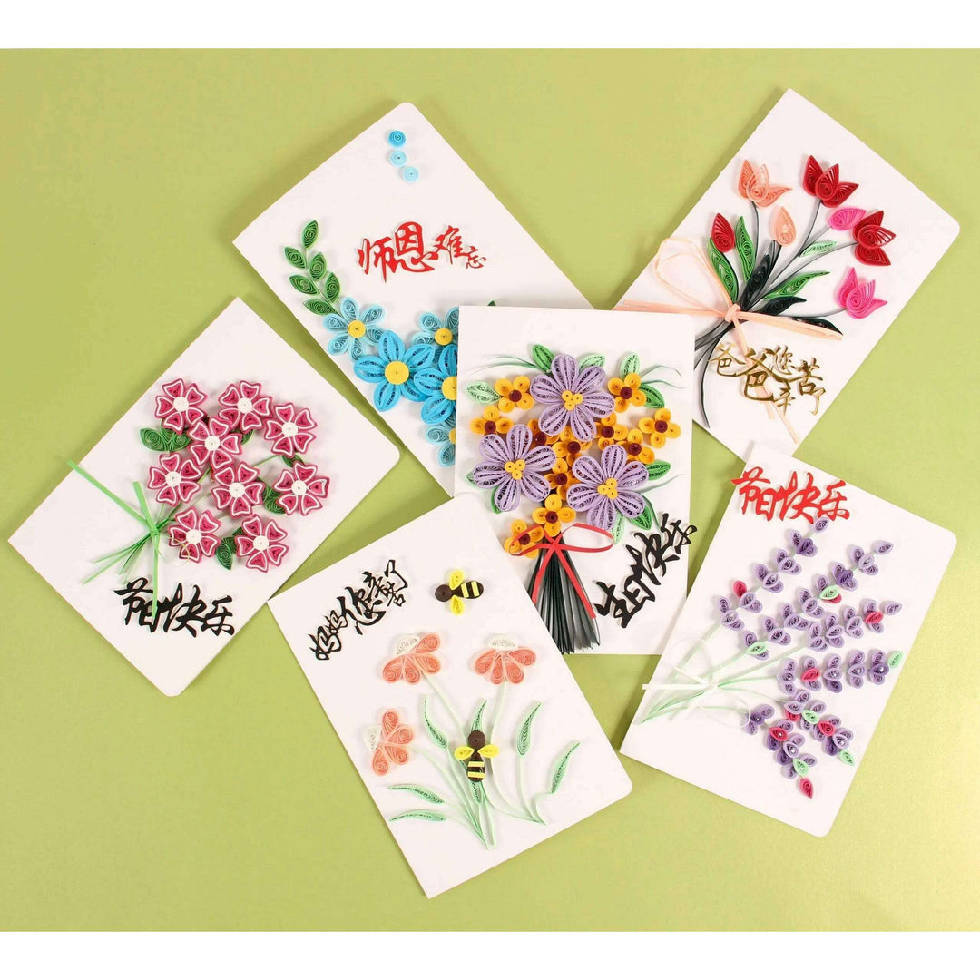 Greeting Card Making Kit. Flowers DIY Quilling Kit F07M3-5-FL7