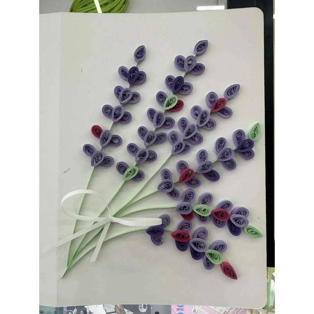 Greeting Card Making Kit. Lavender Flowers DIY Quilling Kit F07M3-5-FL2