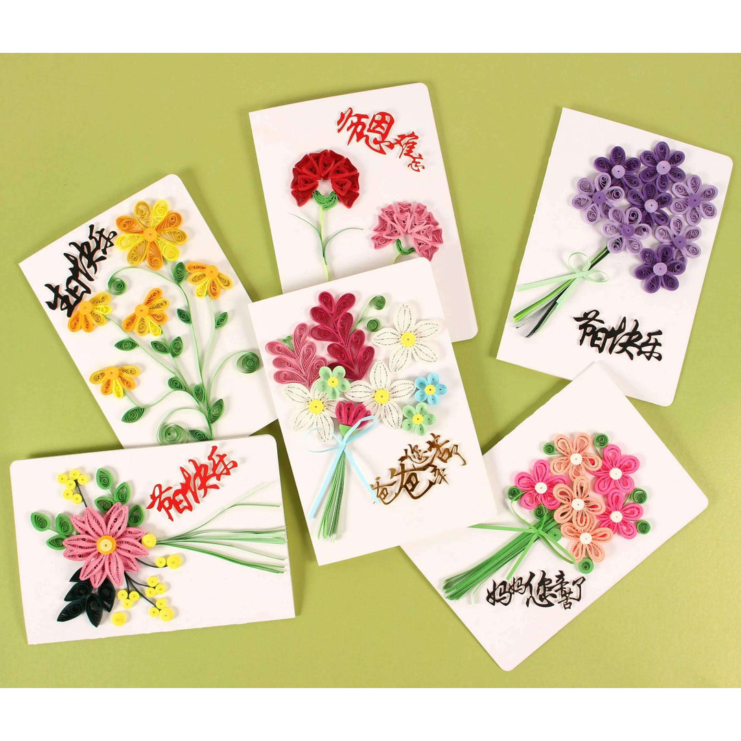 Greeting Card Making Kit. Lavender Flowers DIY Quilling Kit F07M3-5-FL2
