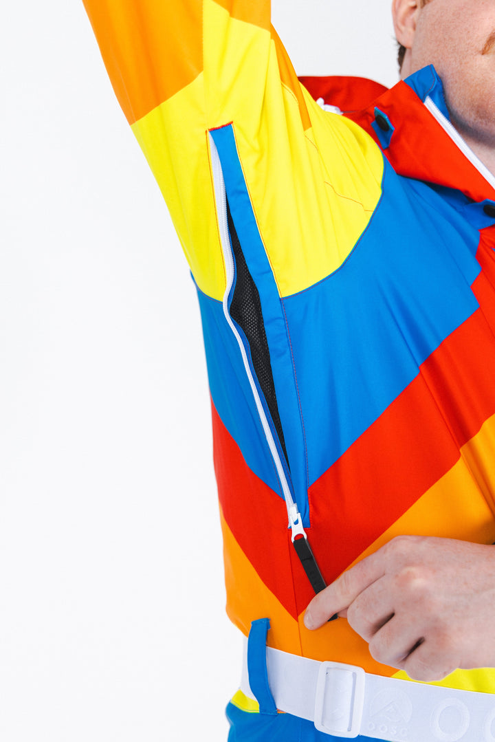 The Groovy Gondola | Orange Retro Swirl One Piece Ski Suit