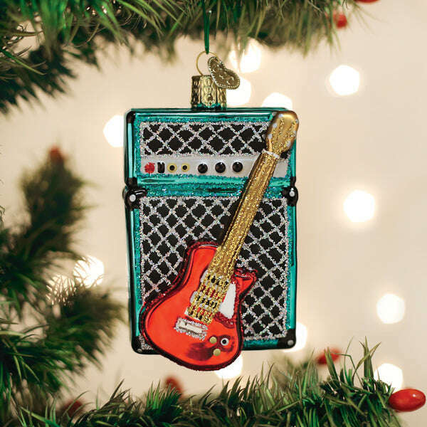 Old World Christmas Guitar & Amp Blown Glass Ornament