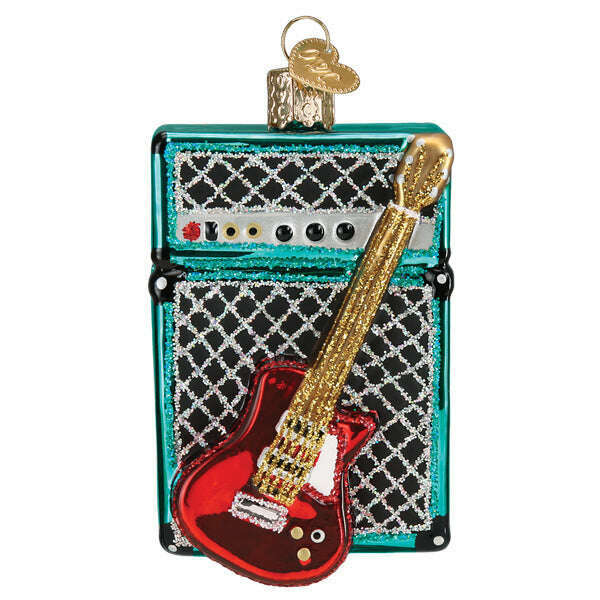 Old World Christmas Guitar & Amp Blown Glass Ornament