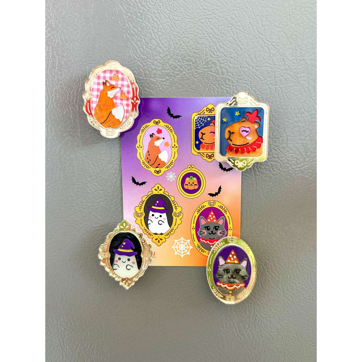 Halloween Animal Portraits Frame Magnet/Brooch